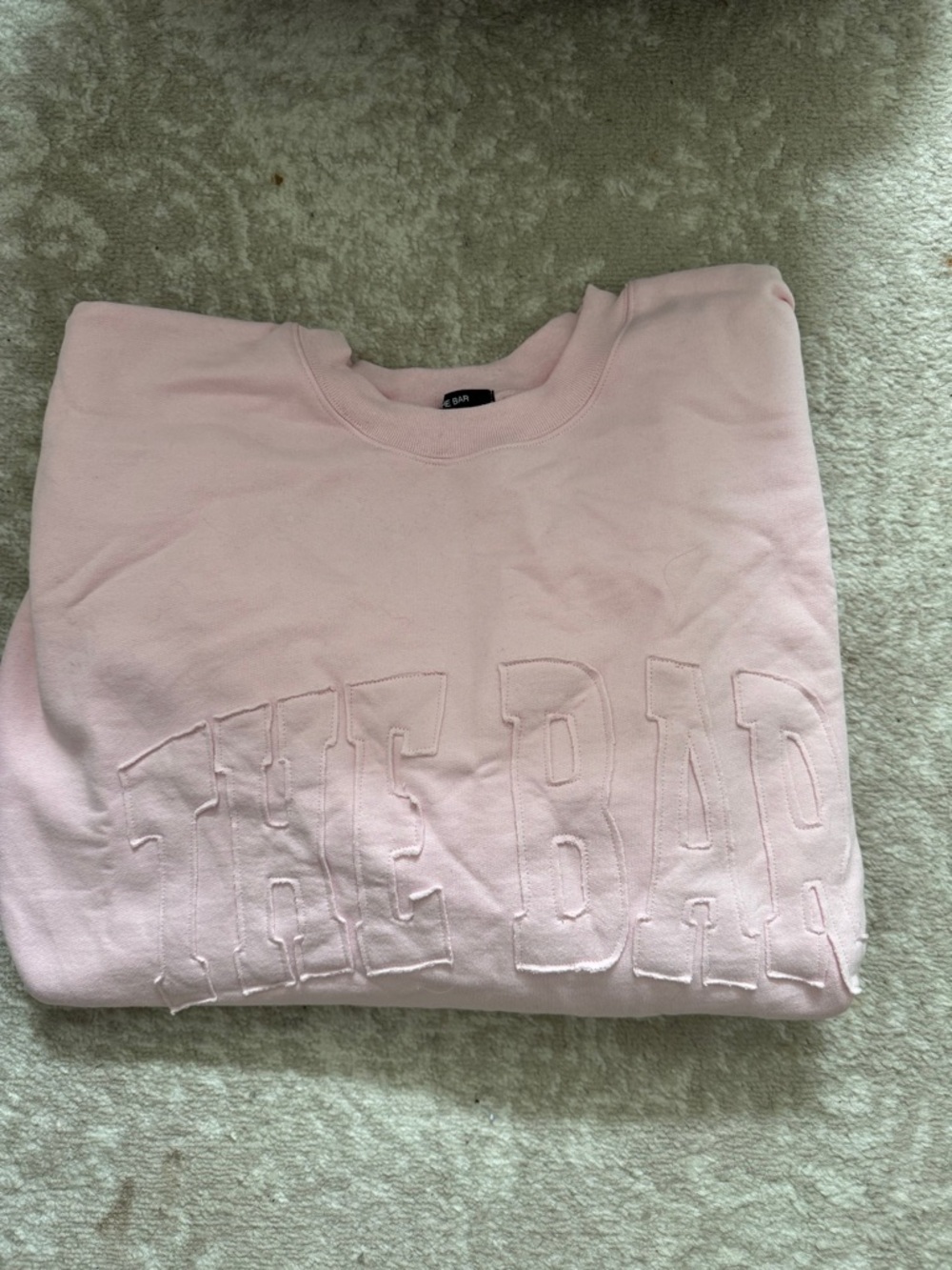 The Bar Light Pink Embroidered Logo Sweatshirt
